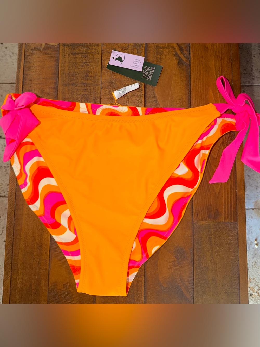 Target Orange & Pink Tie-Side Bikini Bottom